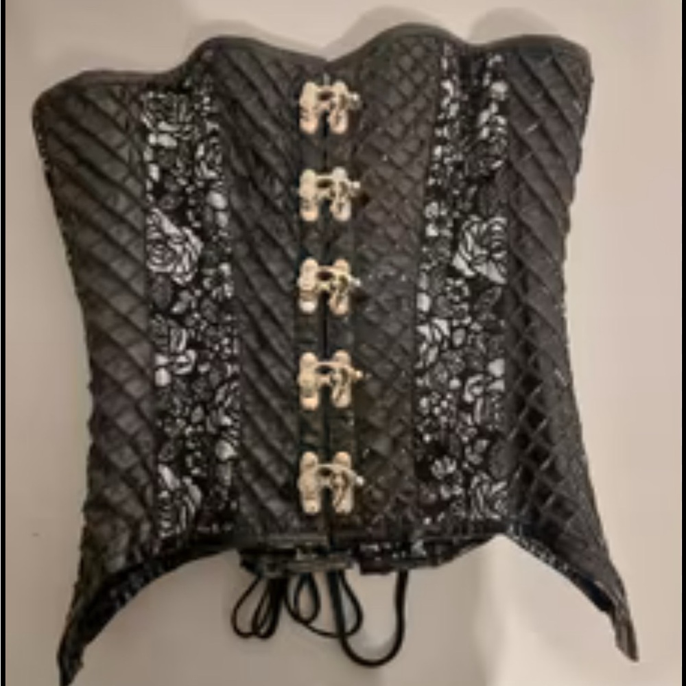 Black and Silver Floral Corset